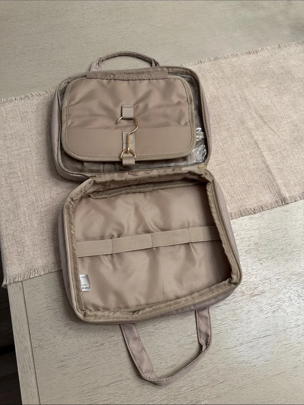 Paris Hilton Quilted Taupe Cosmetic Train Case with Gold Logo